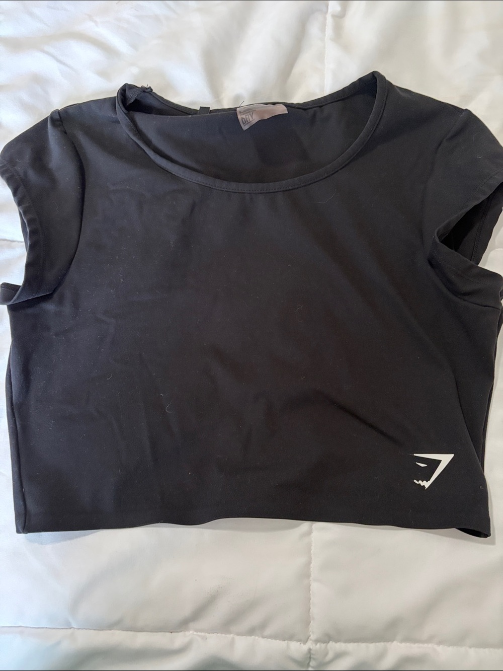 Gymshark Black Cropped Athletic Tee with Small Logo